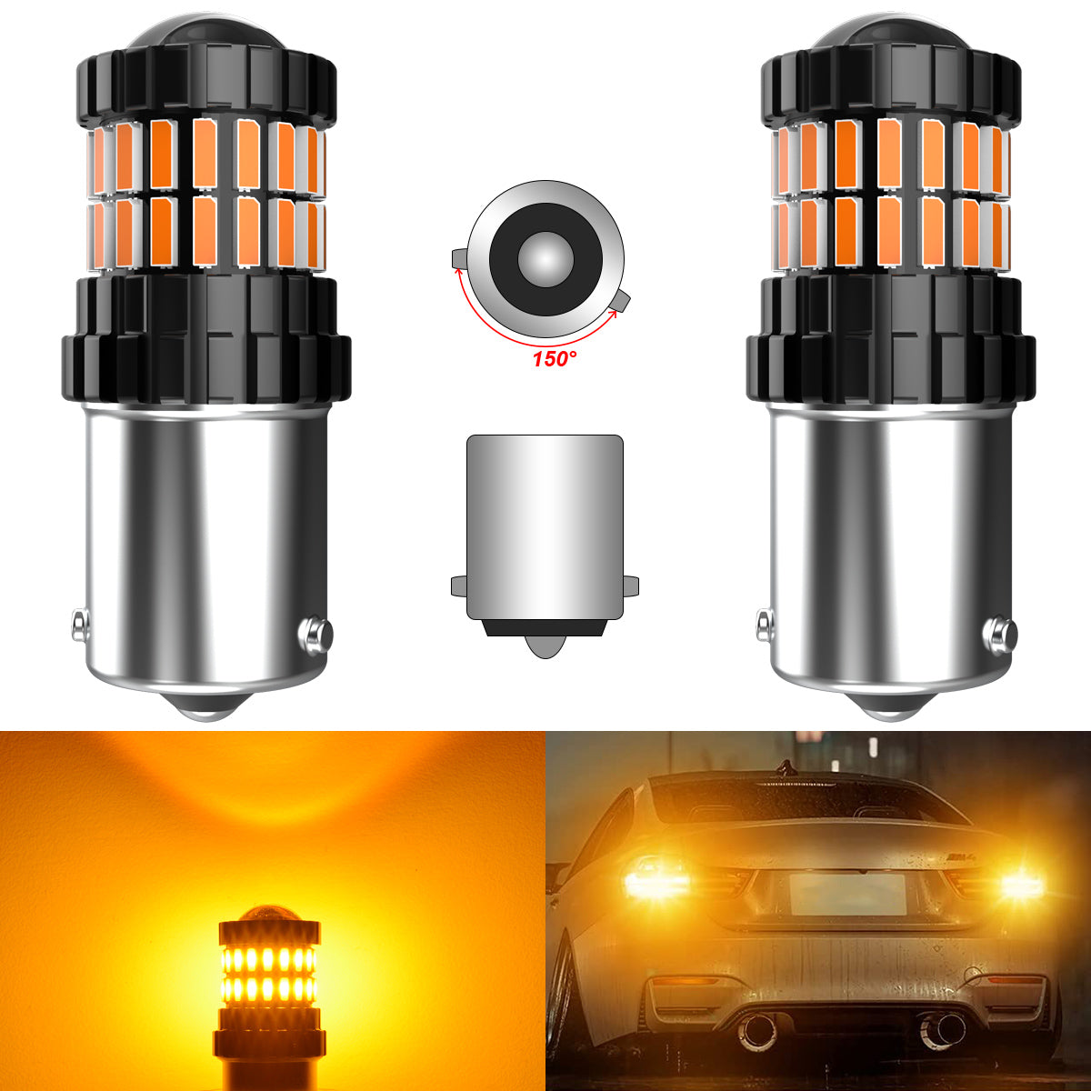 Pack 2 Ampoules LED BAU15S PY21W 7507 Super Lumineuses 4000 Lumens Canbus Sans Erreur - Rouge