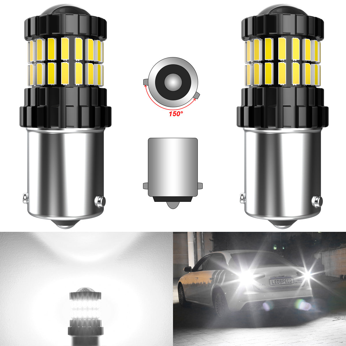 KATUR PY21W BAU15S LED Bulbs Amber White Red Super Bright 2600LM For Turn Signal Lights CANBUS Error Free Mini Size(2PCS)
