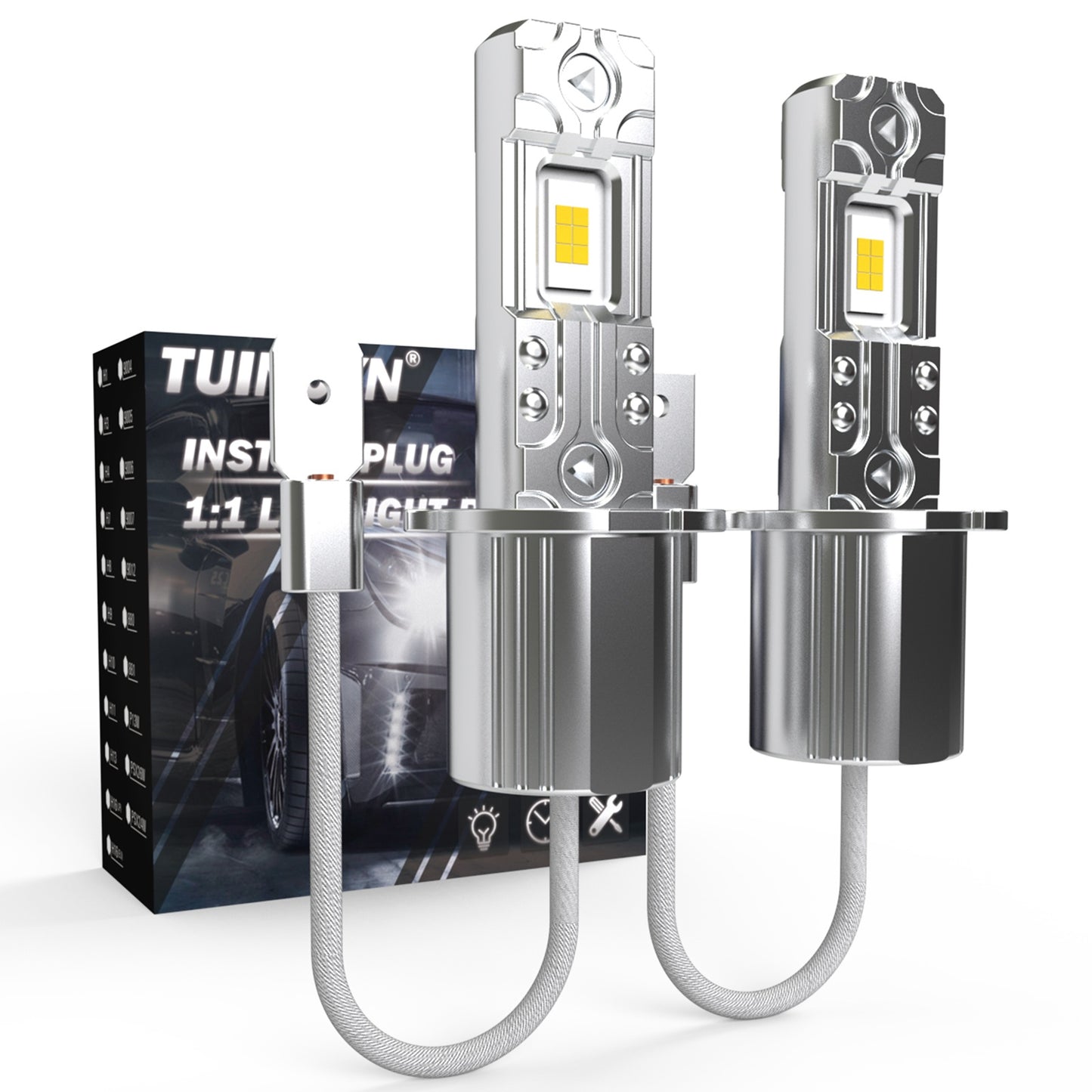 2pcs H3 Super Led Bulbs 80w Auto lights car led bulbs Car Light Source DC 12V-24V 6500K White Fog Lamp Car Headlights