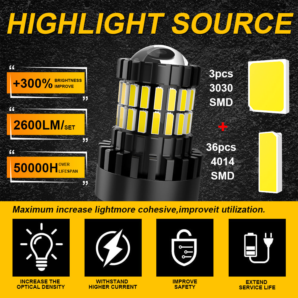 Katur Signal Lamp T20 W21W LED 7440 7443 W21 5W Led Lamp 3030SMD Canbus Brake Light 12V White Red Orange DRL Running Lights(2pcs)