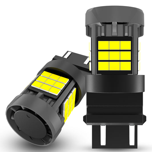 KATUR 2pcs 3157 T25 LED Canbus 500% Brightness 3000LM Amber Yellow with Cooling Fan LED Bulbs P27/7W 3157A Turn Signals