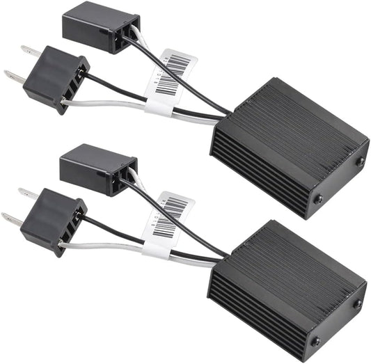LED Headlight Decoder, H7 H8 H11 9005 9006 H4 Kit Anti Flicker Resistor LED Canbus Decoder Avoid Computer Warning Capacitor Resistor Flashing Eliminator (Pack of 2)
