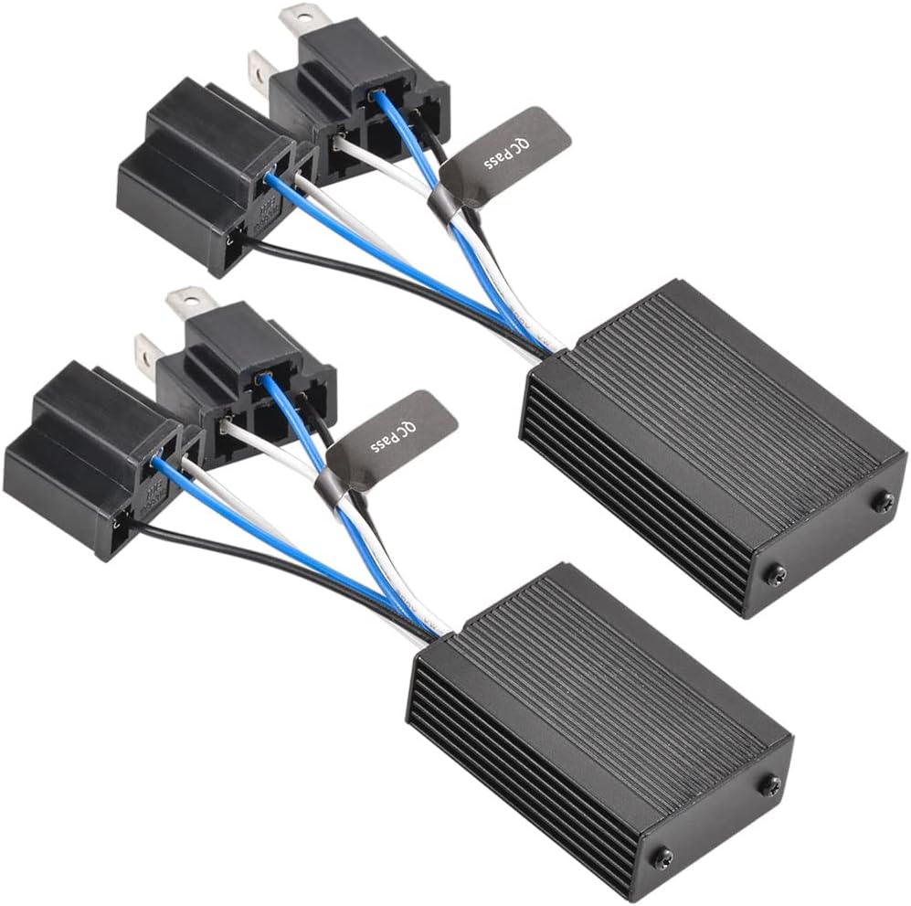 LED Headlight Decoder, H7 H8 H11 9005 9006 H4 Kit Anti Flicker Resistor LED Canbus Decoder Avoid Computer Warning Capacitor Resistor Flashing Eliminator (Pack of 2)