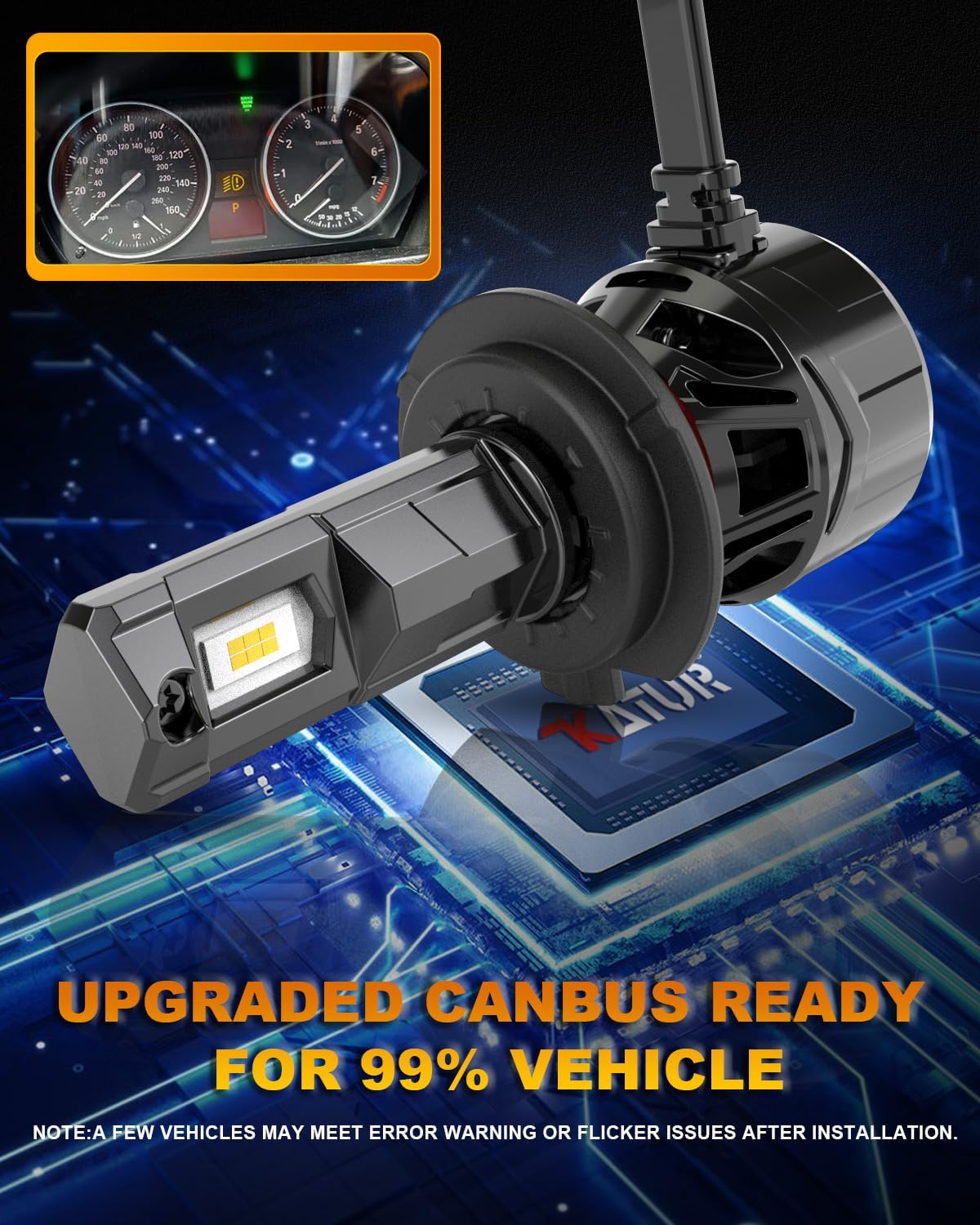 KATUR H7 LED Scheinwerferbirne 120W 30000LM, 700% Helligkeit H7 LED Birne 6000K Xenon Weiß Plug and Play 1:1 Mini Größe High Efficiency Kühlsystem Canbus H7 Scheinwerferbirnen, Satz von 2