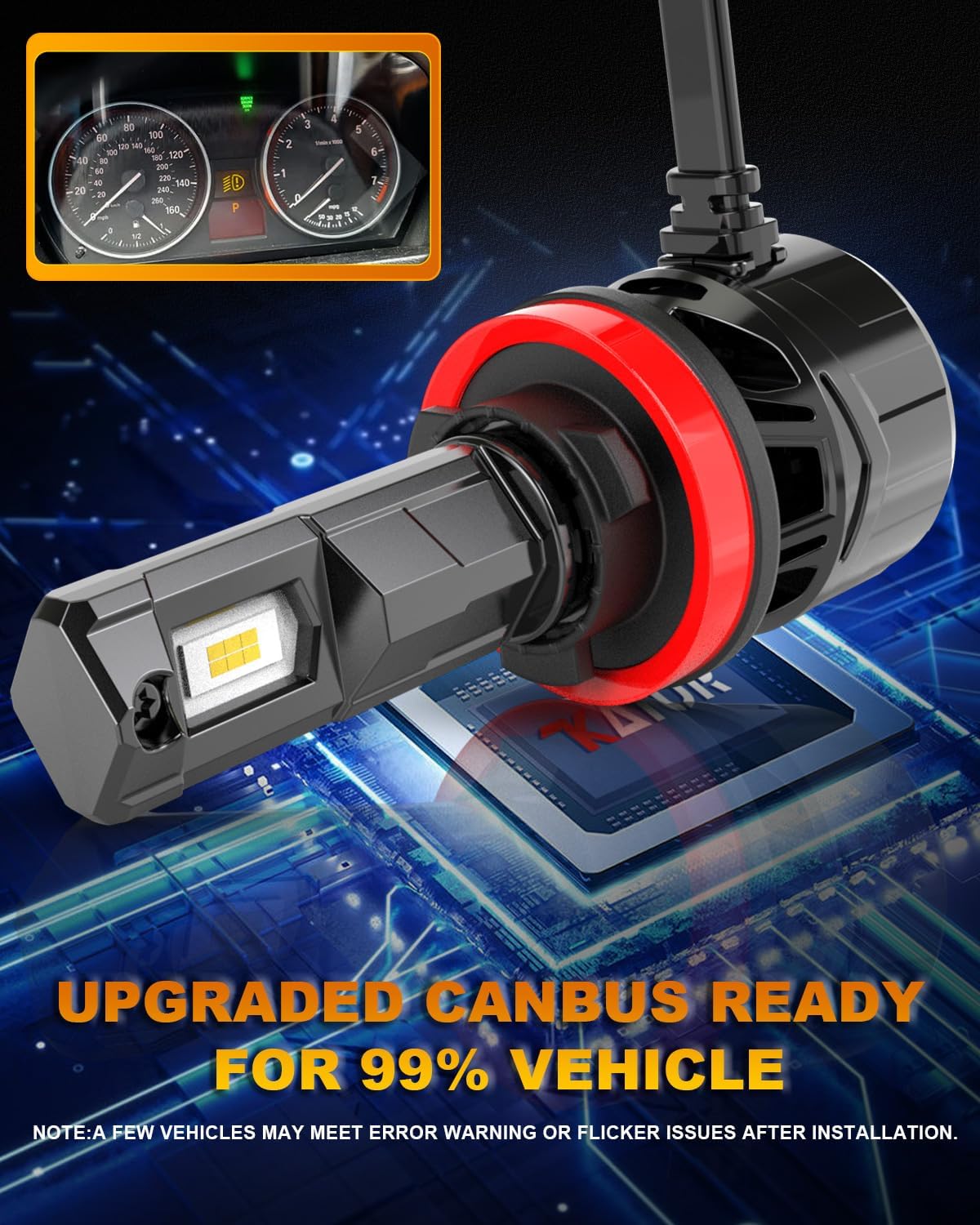 KATUR H11 LED Scheinwerferbirne 120W 30000LM, 700% Helligkeit H8 LED Birne 6000K Xenon Weiß Plug and Play 1:1 Mini Größe High Efficiency Kühlsystem Canbus H11 H9 H8 Scheinwerferbirnen, Satz von 2