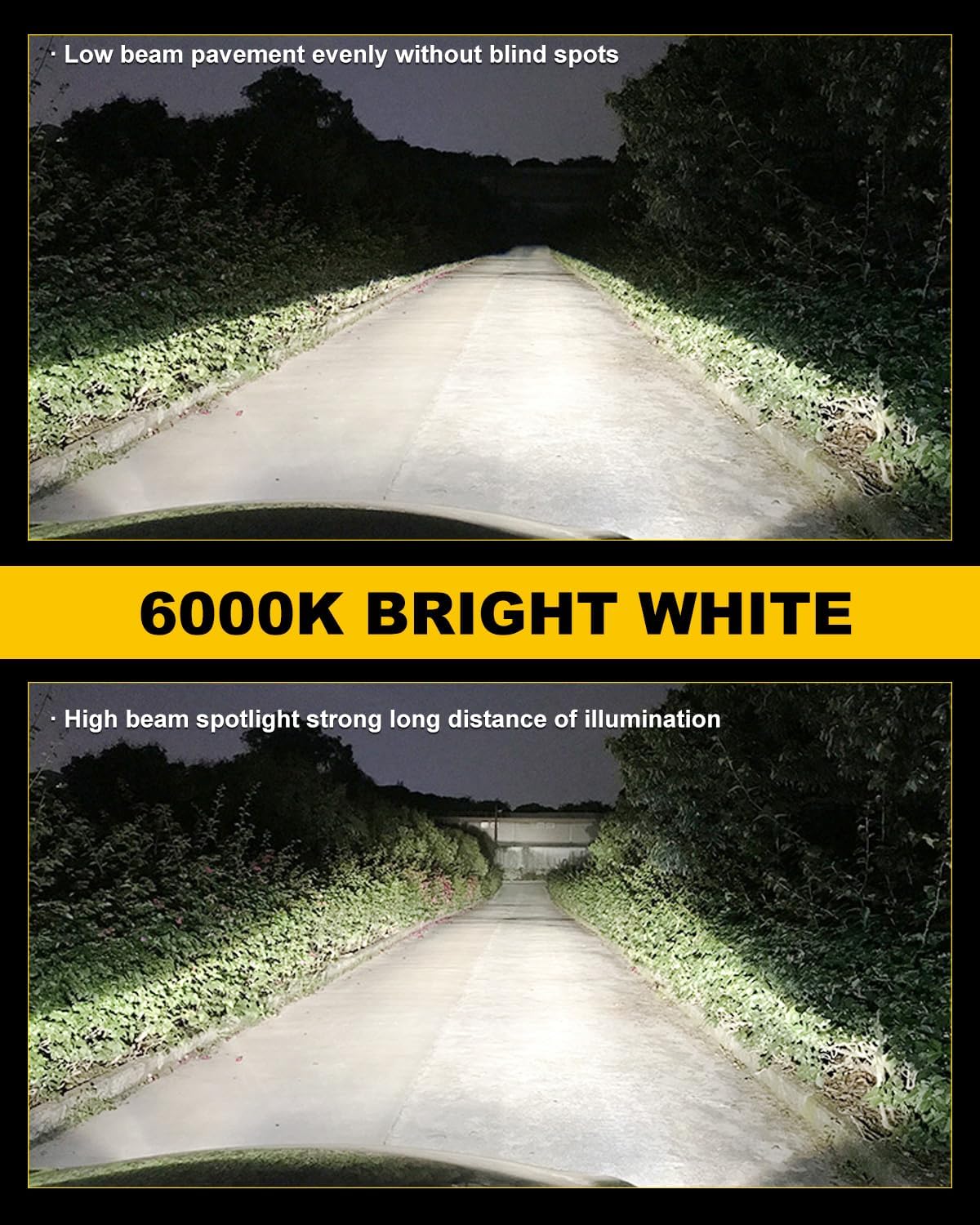 KATUR H11 LED Headlight Bulbs, H8 H9 LED Bulb 16000LM 6000K White 500% Brightness Fanless Waterproof Mini Size Plug and Play Conversion Kit Halogen Replacement, Pack of 2
