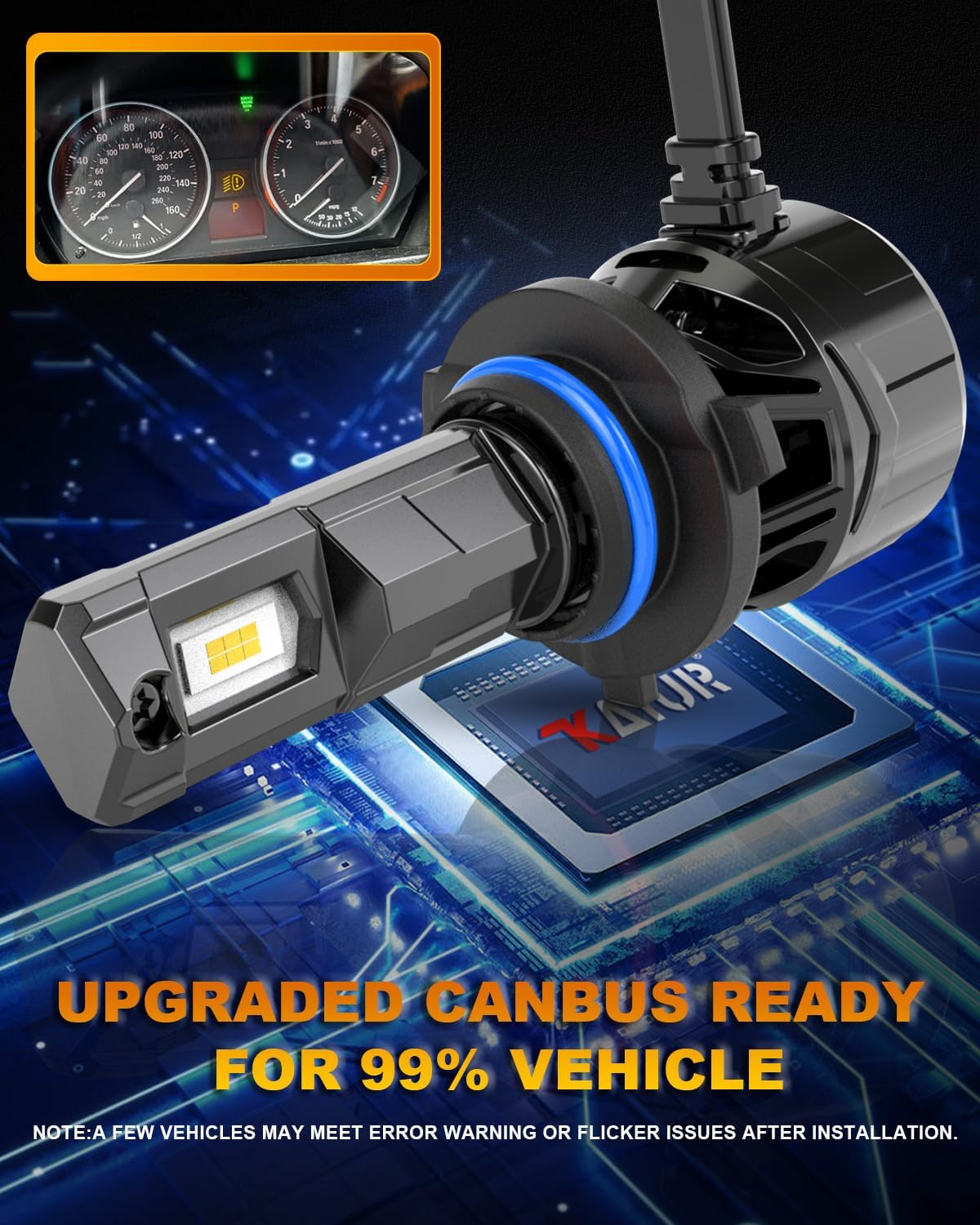 KATUR HB4 LED Headlight Bulb 120W 30000LM, 700% Brightness 9006 LED Bulb 6000K Xenon White Plug and Play 1:1 Mini Size High Efficiency Cooling System Canbus 9006 HB4 Headlight Bulbs, Pack of 2