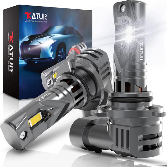 KATUR 9006 LED Scheinwerfer Birnen Auto Halogen 1:1 Mini Größe All-in-One Umbau Kit Plug and Play HB4 LED Nebel Glühbirne, Pack von 2