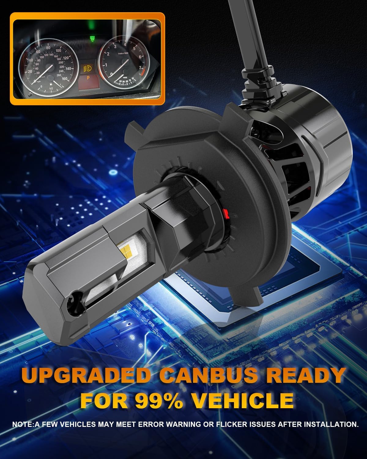 KATUR H4 LED Headlight Bulb 120W 30000LM, 700% Brightness H4 LED Bulb 6000K Xenon White Plug and Play 1:1 Mini Size Efficiency Cooling System Canbus H4 9003 HB2 Hi/Lo Beam Headlight Bulbs, Pack of 2