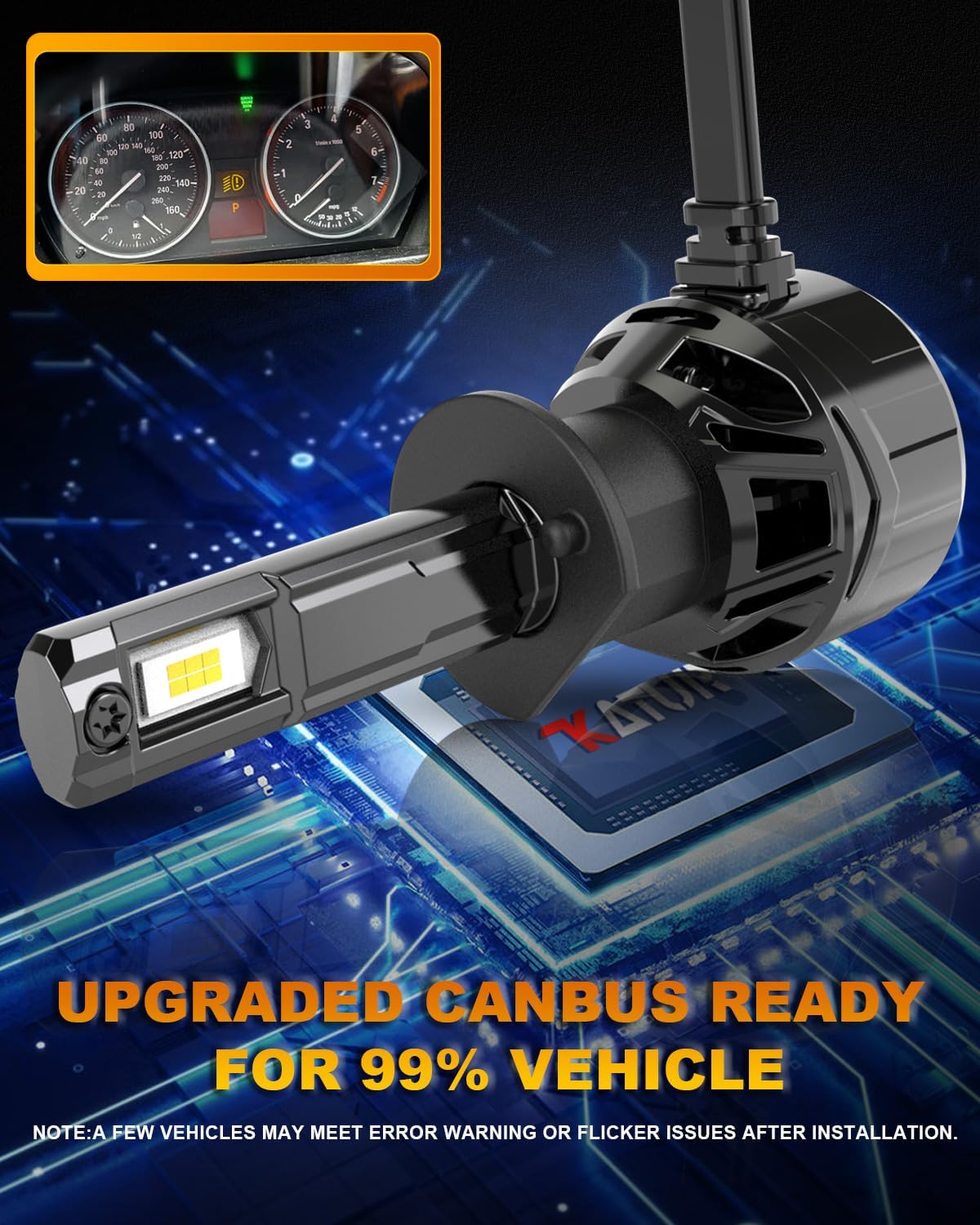 KATUR H1 LED Scheinwerfer Glühbirne 120W 30000LM, 700% Helligkeit H1 LED Glühbirne 6000K Xenon Weiß Plug and Play 1:1 Mini Größe Hochleistungskühlsystem Canbus H1 Scheinwerfer Glühbirnen, Packung von 2