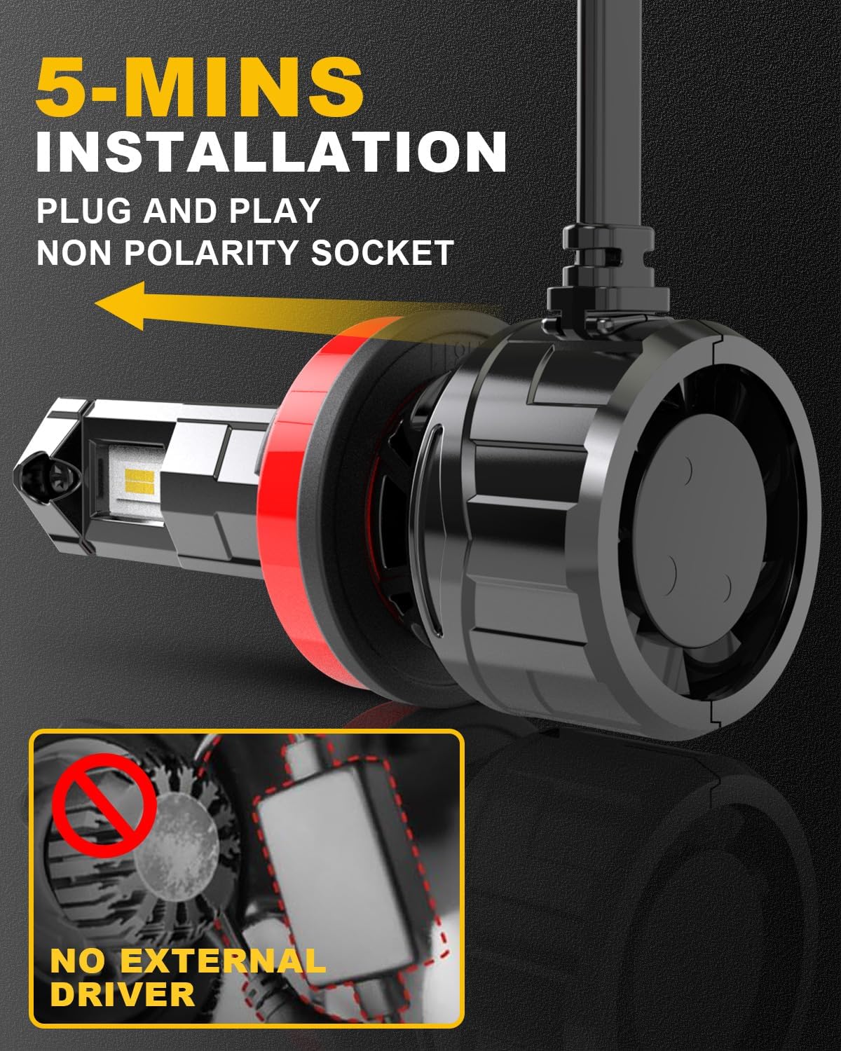 KATUR H11 LED Scheinwerferbirne 120W 30000LM, 700% Helligkeit H8 LED Birne 6000K Xenon Weiß Plug and Play 1:1 Mini Größe High Efficiency Kühlsystem Canbus H11 H9 H8 Scheinwerferbirnen, Satz von 2