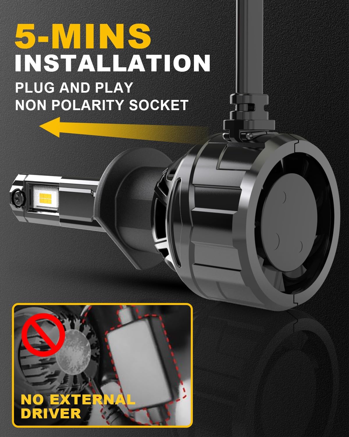 KATUR H1 LED Scheinwerfer Glühbirne 120W 30000LM, 700% Helligkeit H1 LED Glühbirne 6000K Xenon Weiß Plug and Play 1:1 Mini Größe Hochleistungskühlsystem Canbus H1 Scheinwerfer Glühbirnen, Packung von 2