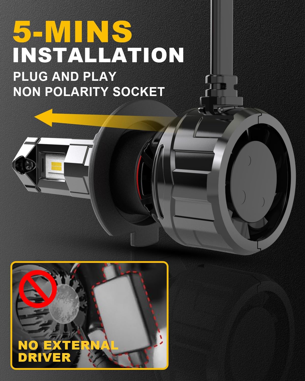 KATUR H7 LED Scheinwerferbirne 120W 30000LM, 700% Helligkeit H7 LED Birne 6000K Xenon Weiß Plug and Play 1:1 Mini Größe High Efficiency Kühlsystem Canbus H7 Scheinwerferbirnen, Satz von 2
