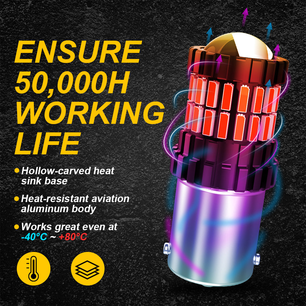 KATUR PY21W BAU15S LED Bulbs Amber White Red Super Bright 2600LM For Turn Signal Lights CANBUS Error Free Mini Size(2PCS)