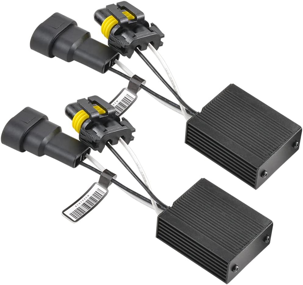LED Headlight Decoder, H7 H8 H11 9005 9006 H4 Kit Anti Flicker Resistor LED Canbus Decoder Avoid Computer Warning Capacitor Resistor Flashing Eliminator (Pack of 2)