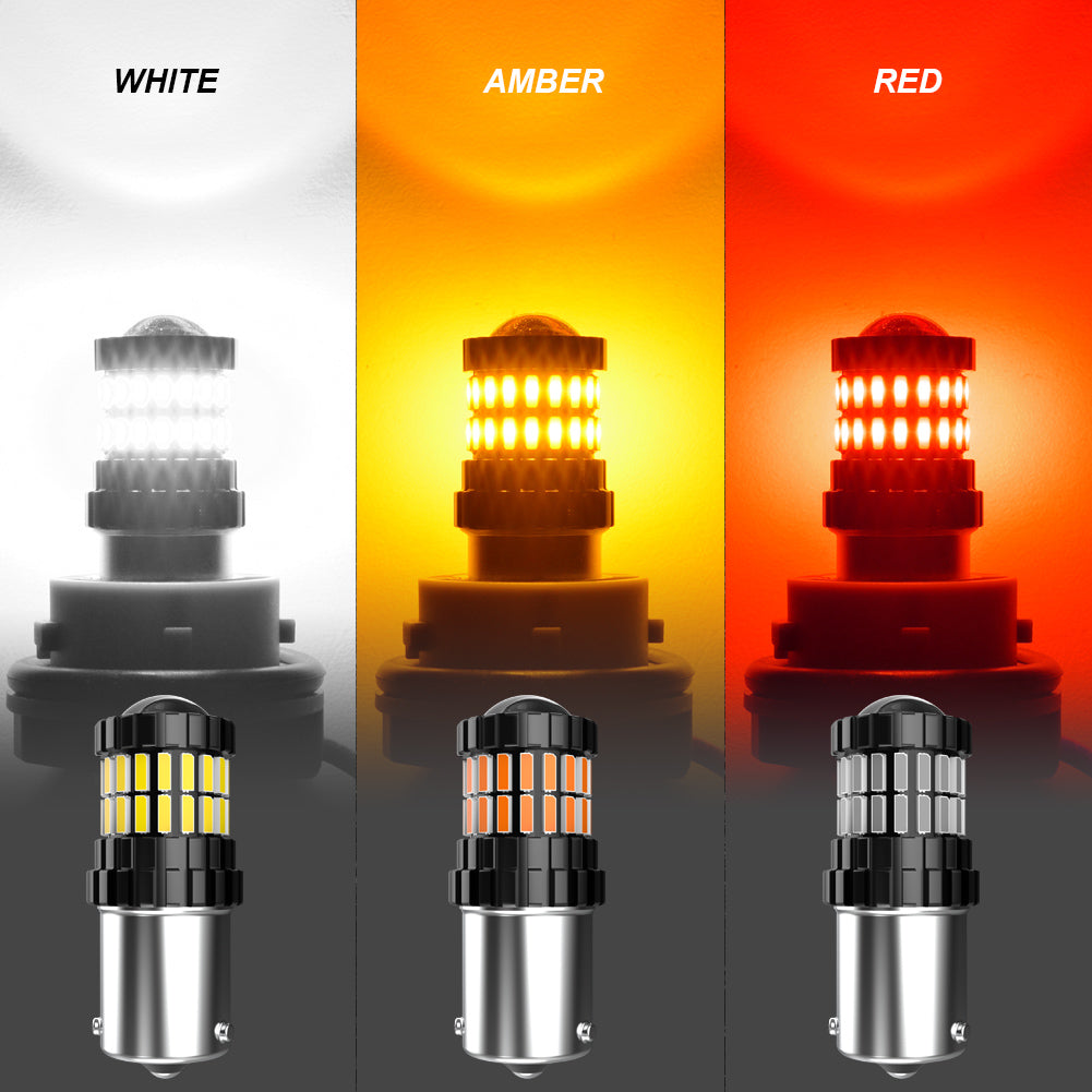 KATUR PY21W BAU15S LED Bulbs Amber White Red Super Bright 2600LM For Turn Signal Lights CANBUS Error Free Mini Size(2PCS)