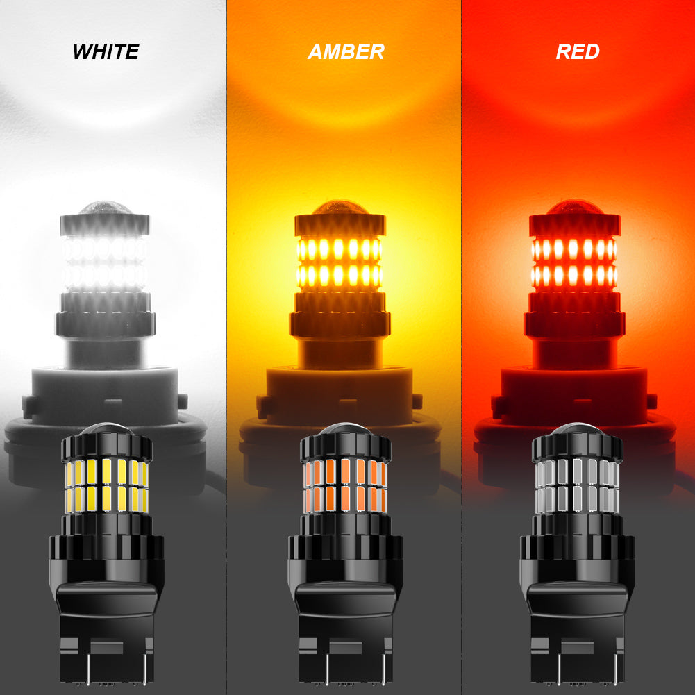 Katur Signal Lamp T20 W21W LED 7440 7443 W21 5W Led Lamp 3030SMD Canbus Brake Light 12V White Red Orange DRL Running Lights(2pcs)