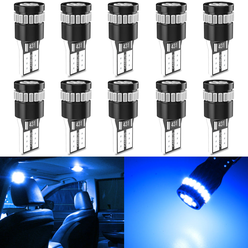 Katur W5W T10 Led Bulb 194 168 Car Parking Light Interior Lamp Canbus Map Lights(10PCS)