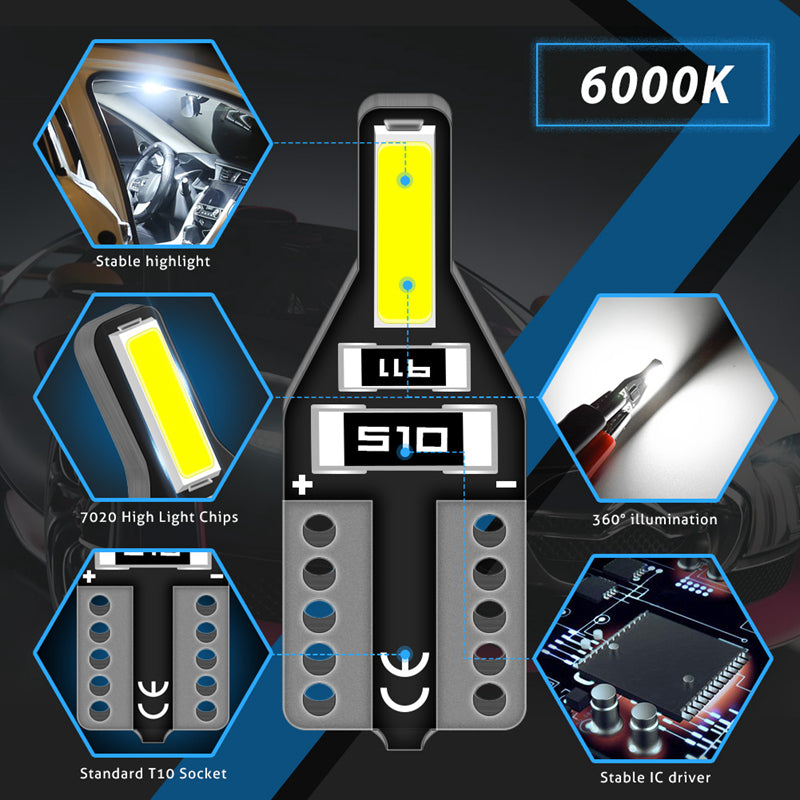 Katur Wholesale T10 W5W 194 168 Led Bulb Auto Car Interior Reading Lamp Doom light 6000K White Car led bulbs DC 12V