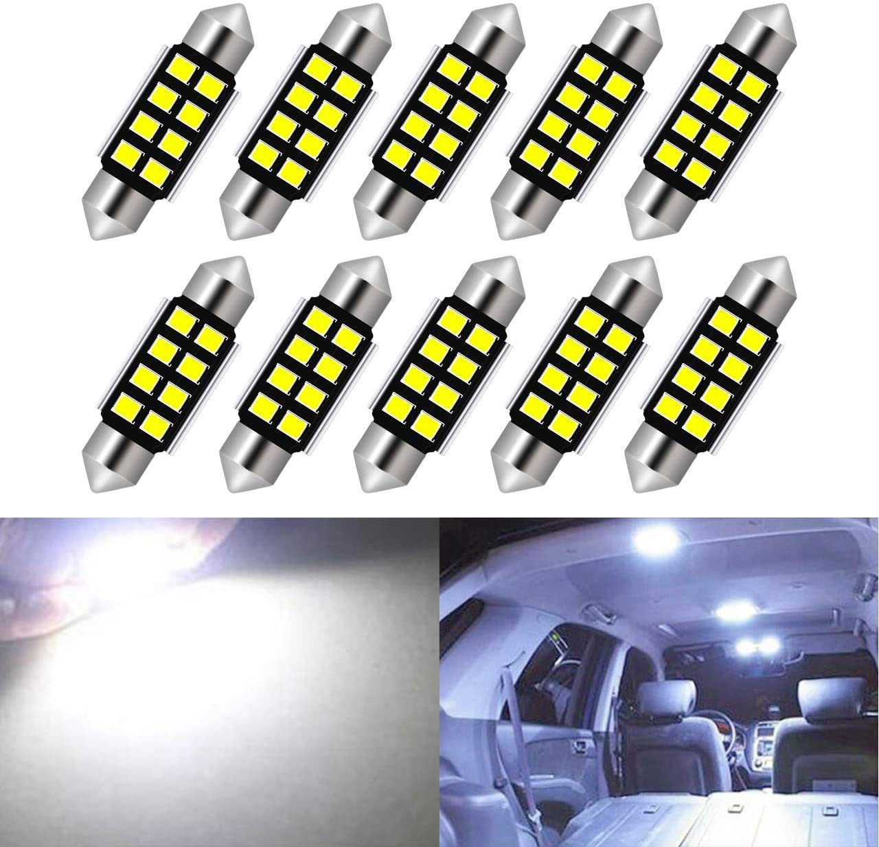 Katur C5W LED CANBUS Bulb Festoon 31mm 36mm C10W Car Interior Lights License Plate Lamp(10PCS)