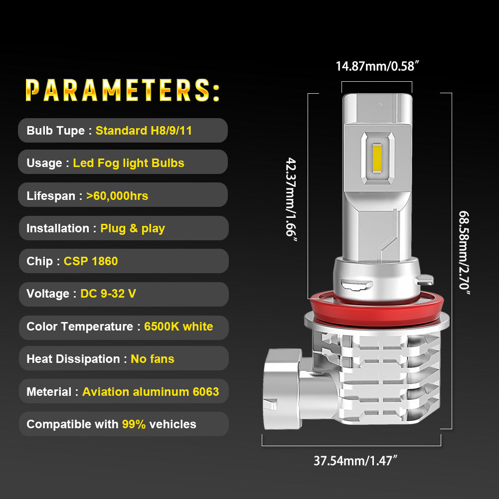Katur Canbus No Error H11 H8 LED White Led Fog Lights H16JP H4 LED Bulb Car Driving Running Lamp for BMW Toyota Skoda Ford Lada