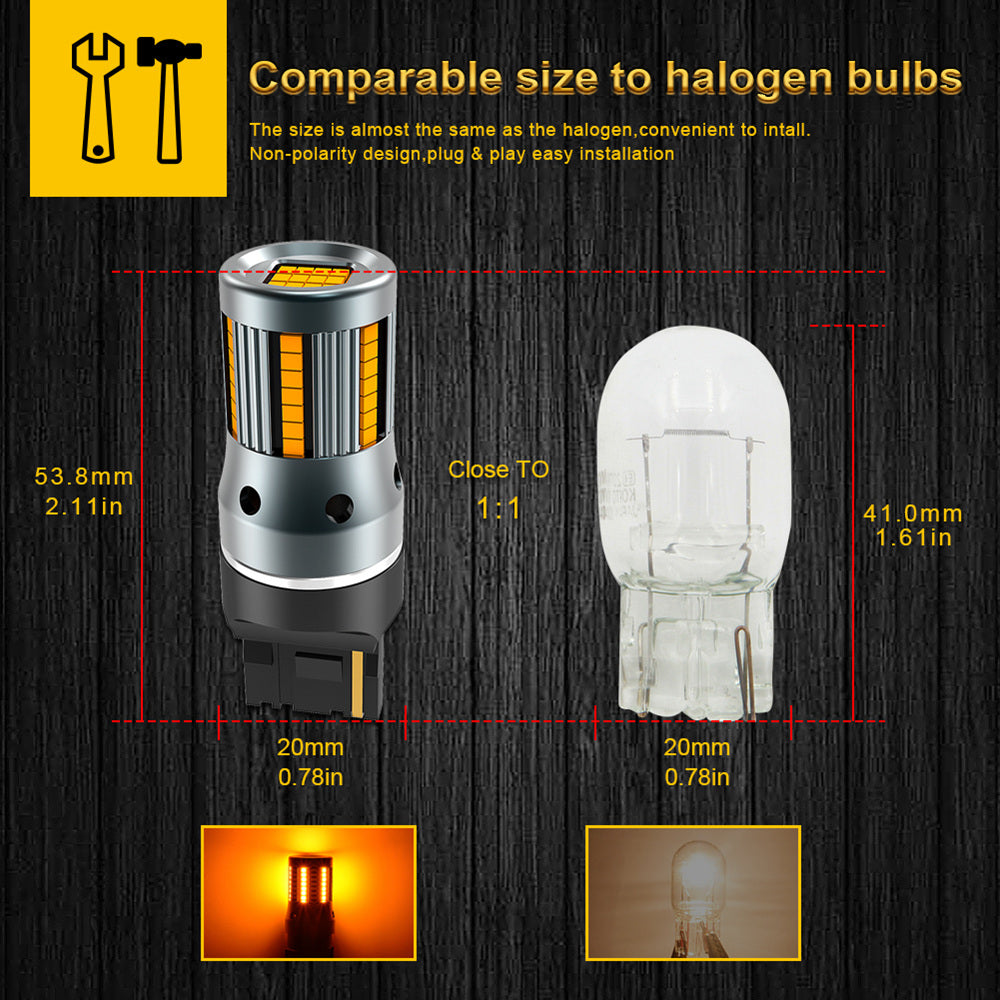 Katur T20 W21W WY21W 7440 7440NA LED Turn Signal Light Bulbs Canbus Error Free No Hyper Flash P21W ba15s T25 3156