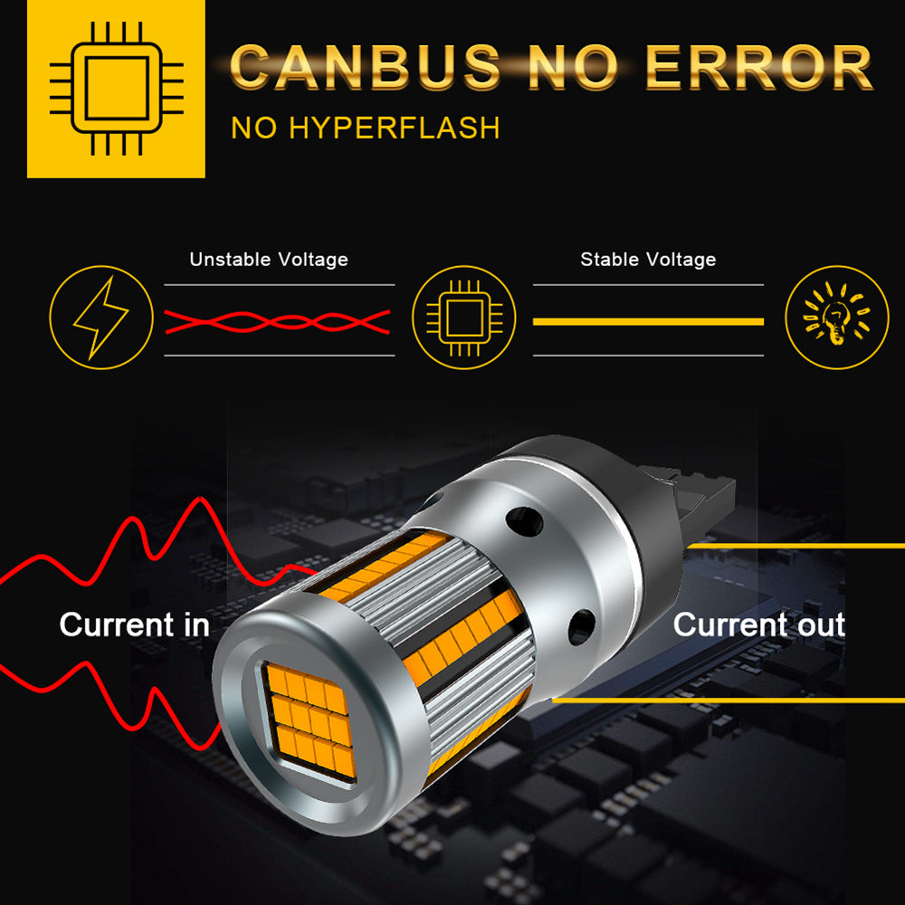 Katur T20 W21W WY21W 7440 7440NA LED Turn Signal Light Bulbs Canbus Error Free No Hyper Flash P21W ba15s T25 3156