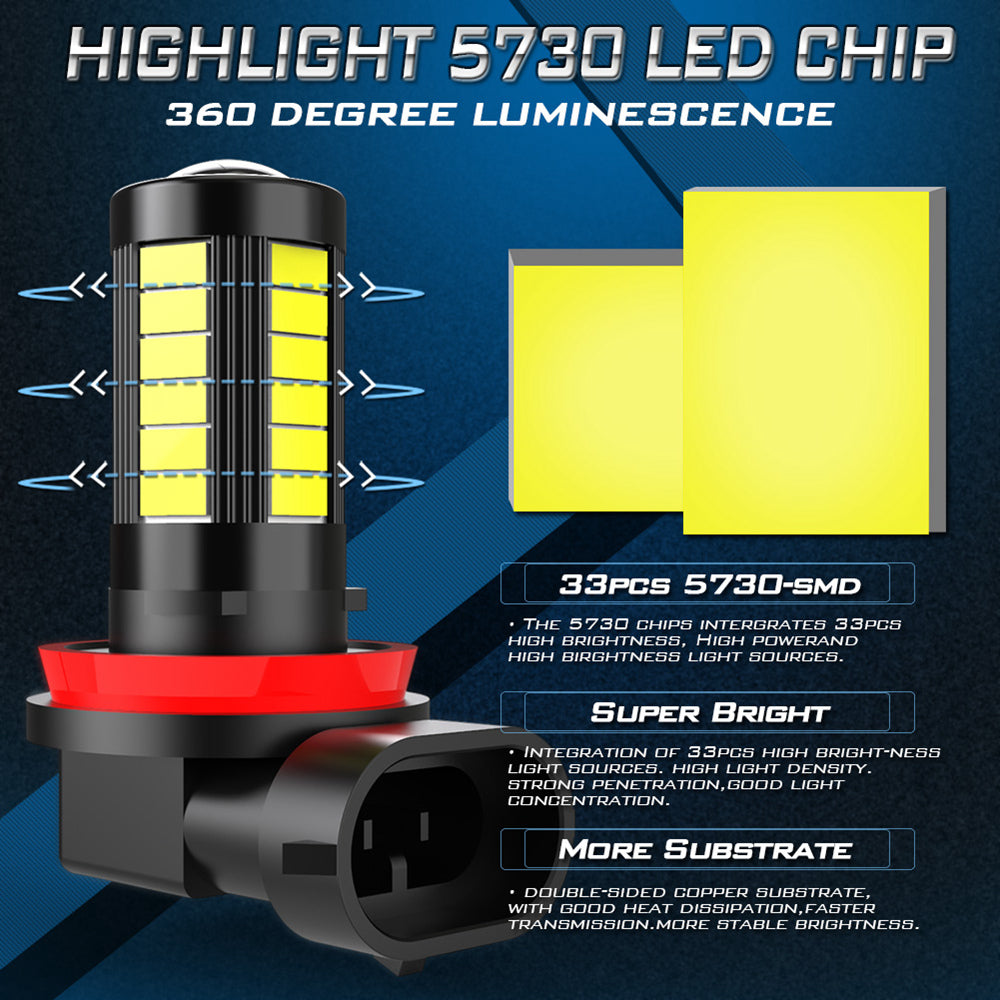 Katur H11 H8 Fog Lamp LED Super Bright LED H10 HB3 9005 HB4 9006 Bulb Driving Running H16 Car Light(2pcs)
