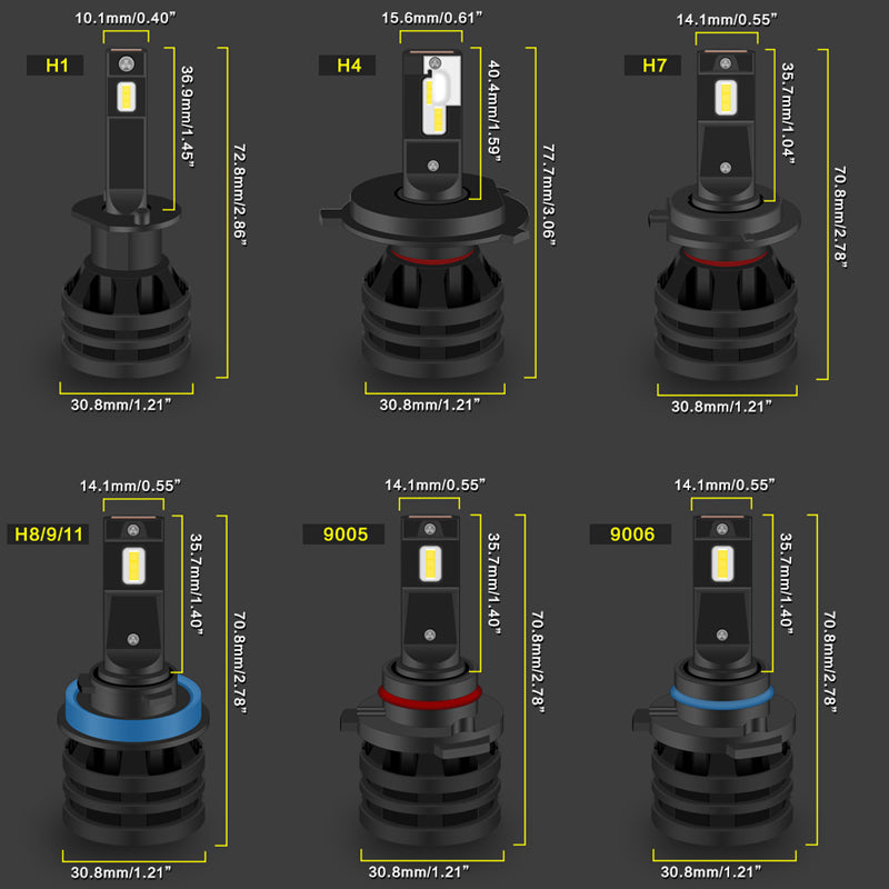 KaTur Car Lights H7 16000LM H11 LED Lamp Car Headlight Bulbs H4 H1 H3 H8 H9 9005 9006 HB3 HB4 9012 H13 9007 Turbo LED Bulbs 12V 24V