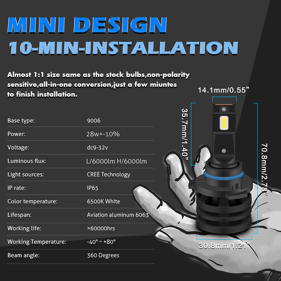 KaTur Mini 55W H11 H16 led H13 H1 9005 9006 HB3 HB4 9007 HB5 Canbus Led Headlights H4 H7 Led Car Fog Light Lamps