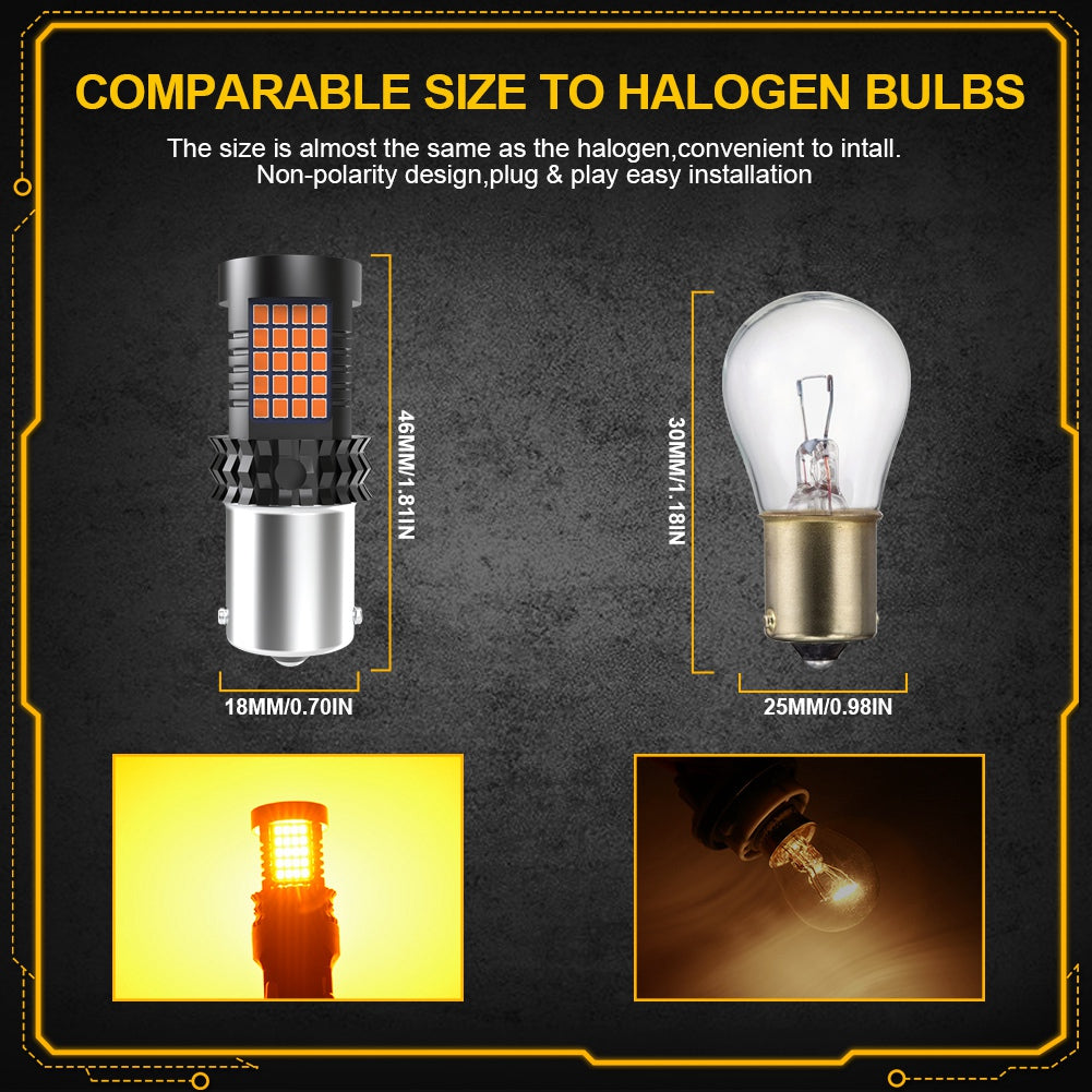 Katur T20 7440 Canbus Error Free No Hyper Flash Super Bright Amber Yellow Wy21W 7440NA LED Bulbs for Turn Signal Light only
