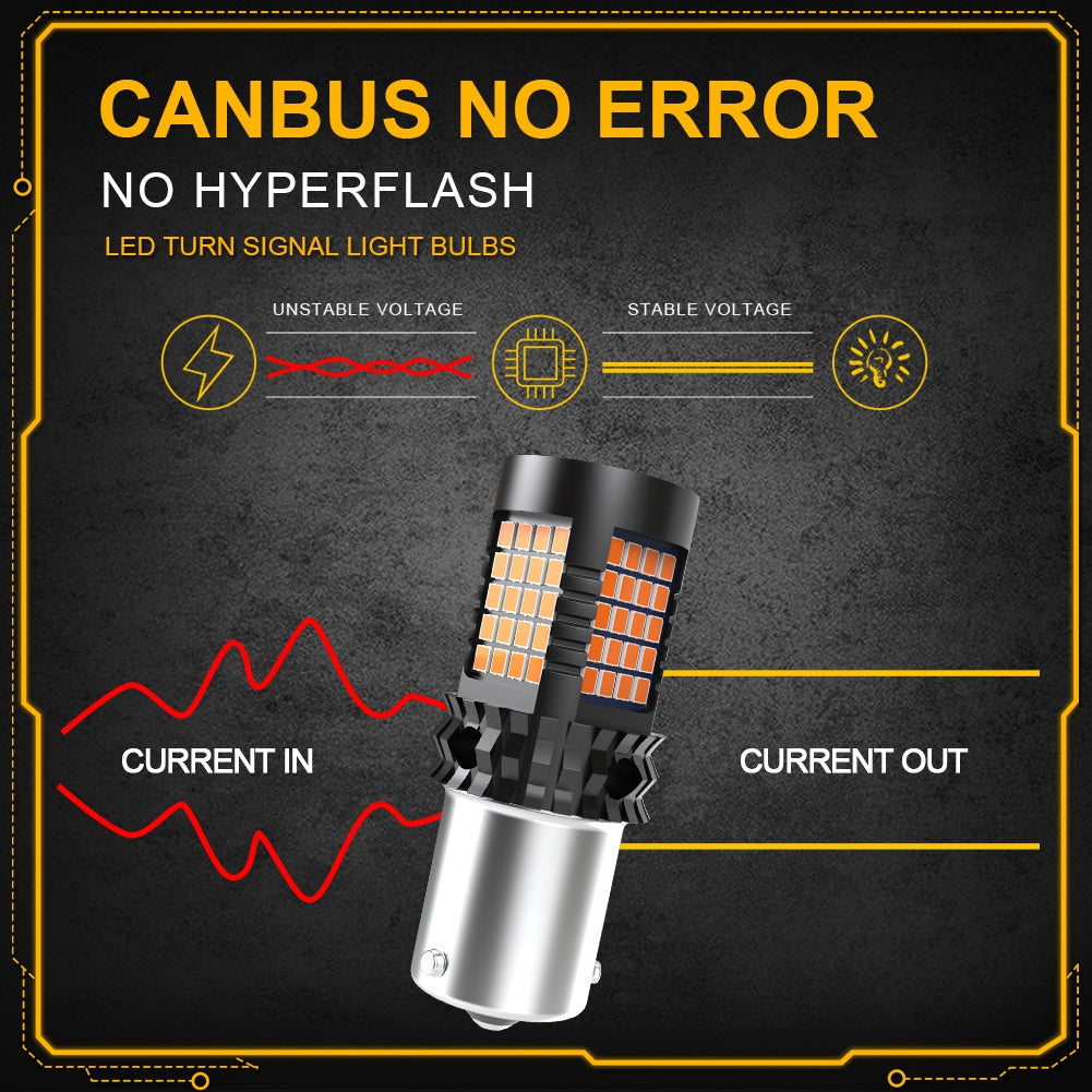 Katur T20 7440 Canbus Error Free No Hyper Flash Super Bright Amber Yellow Wy21W 7440NA LED Bulbs for Turn Signal Light only