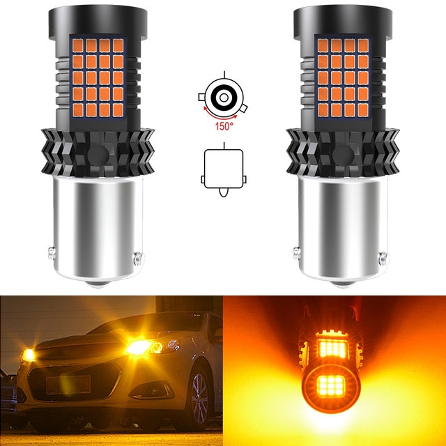 Katur T20 7440 Canbus Error Free No Hyper Flash Super Bright Amber Yellow Wy21W 7440NA LED Bulbs for Turn Signal Light only