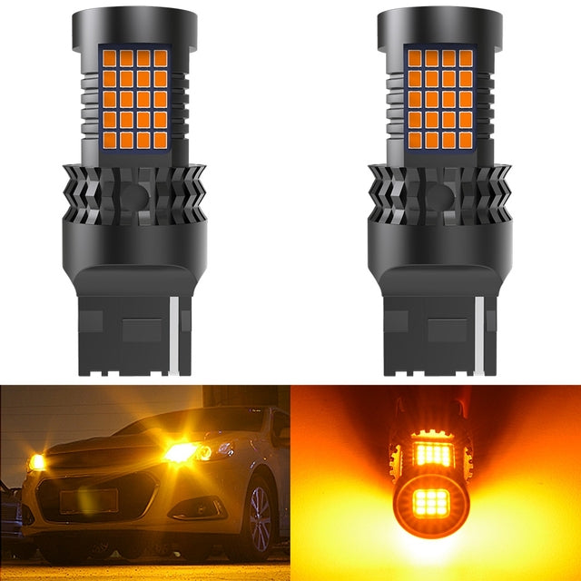 Katur T20 7440 Canbus Error Free No Hyper Flash Super Bright Amber Yellow Wy21W 7440NA LED Bulbs for Turn Signal Light only