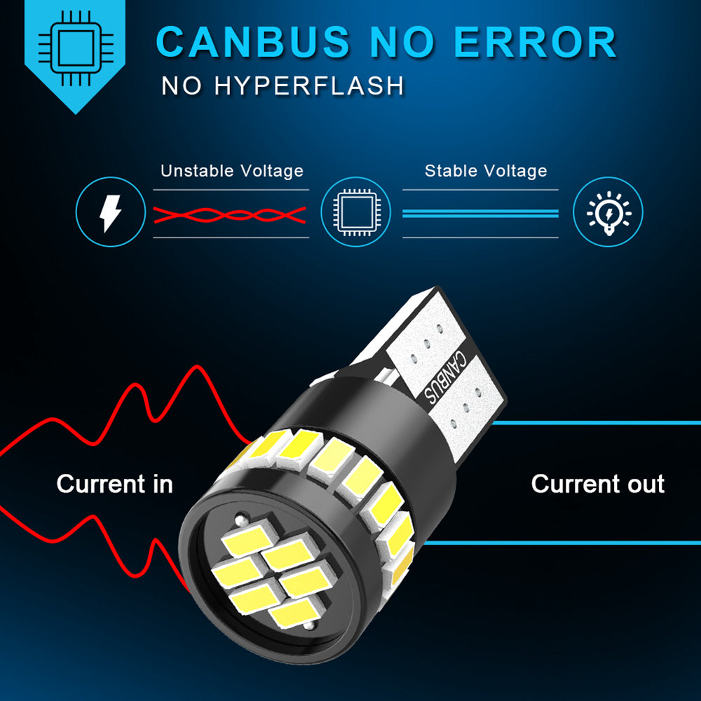 Katur W5W T10 Led Bulb 194 168 Car Parking Light Interior Lamp Canbus Map Lights(10PCS)