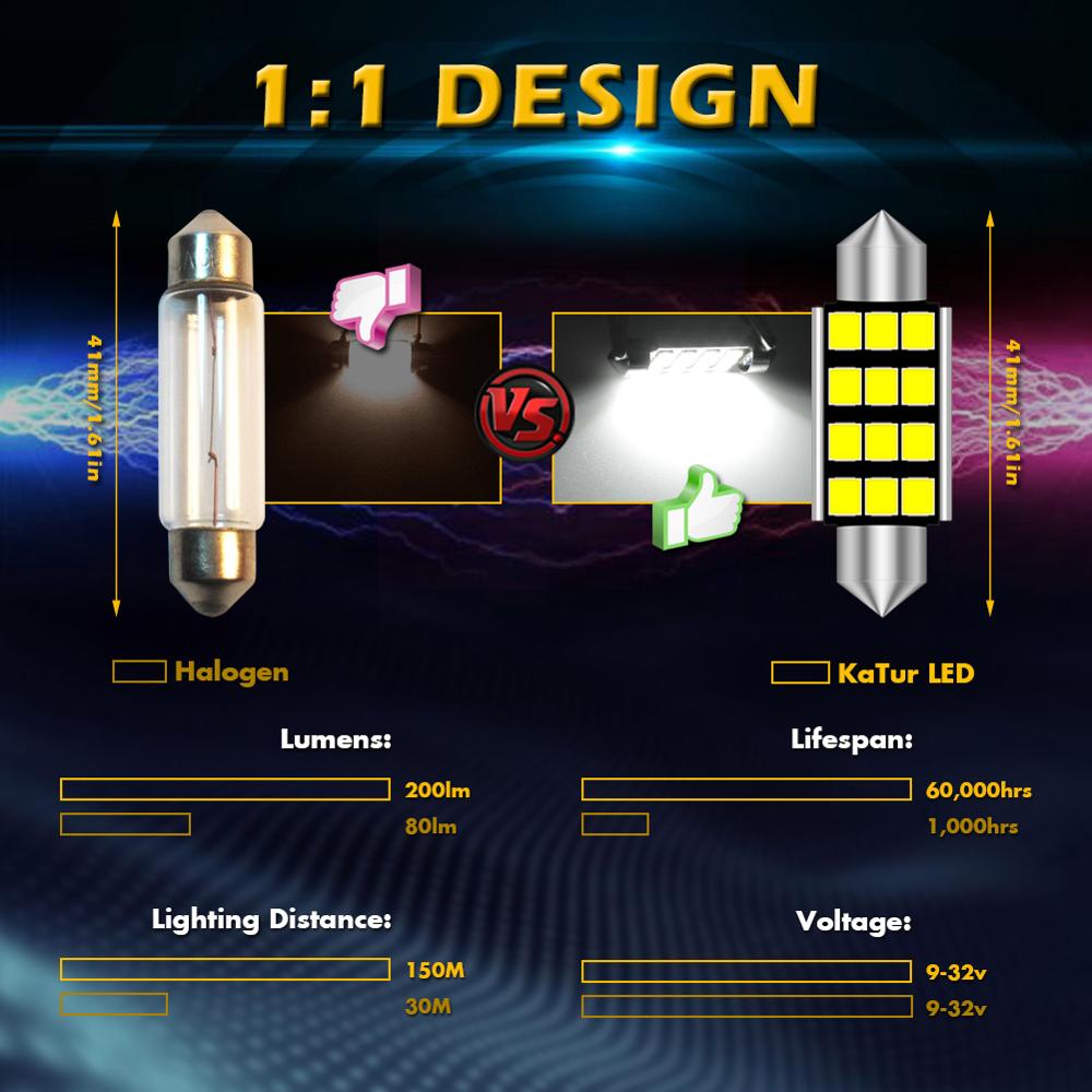 Katur C5W LED CANBUS Bulb Festoon 31mm 36mm C10W Car Interior Lights License Plate Lamp(10PCS)