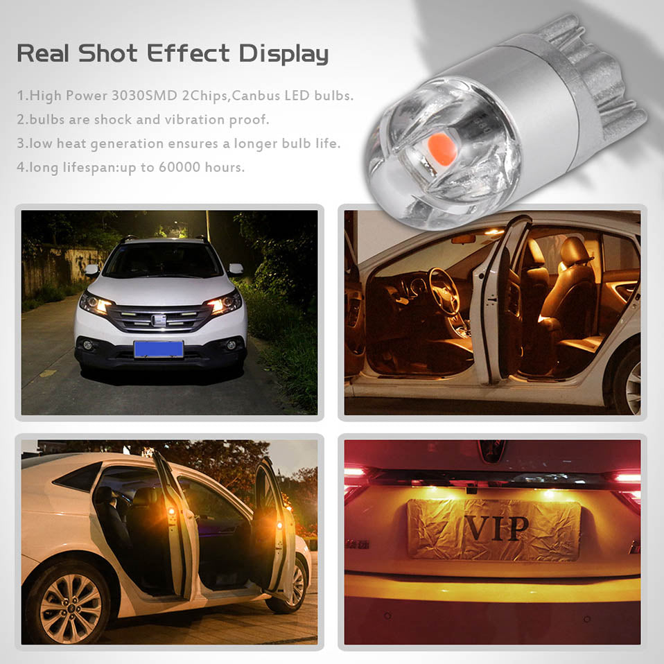 Katur LED T10 W5W Bulbs 168 194 W5W led car Reading lamps Clearance Lights(4CPS)