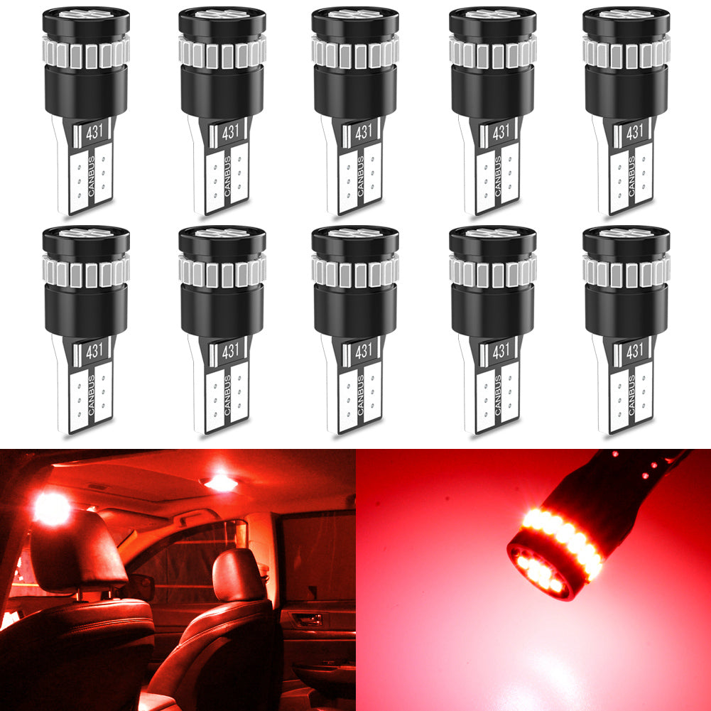 Katur W5W T10 Led Bulb 194 168 Car Parking Light Interior Lamp Canbus Map Lights(10PCS)