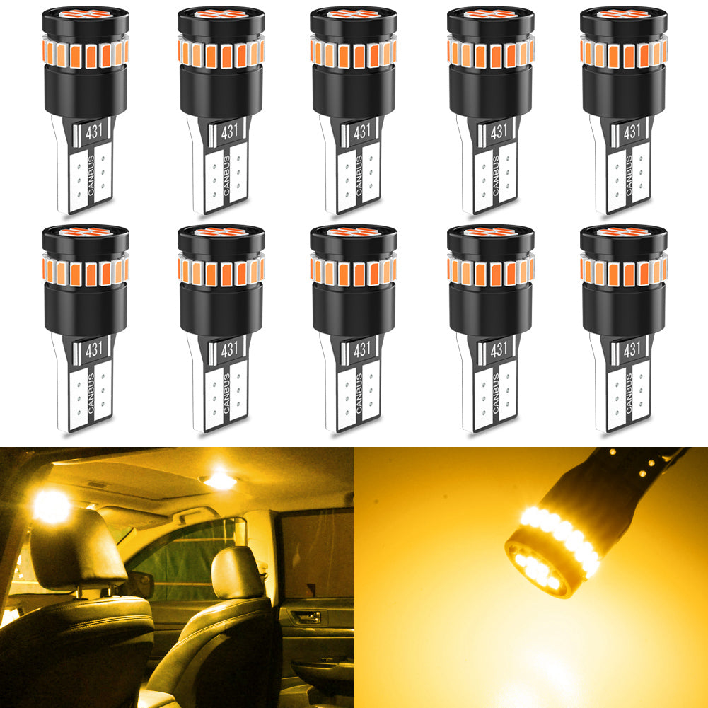 Katur W5W T10 Led Bulb 194 168 Car Parking Light Interior Lamp Canbus Map Lights(10PCS)