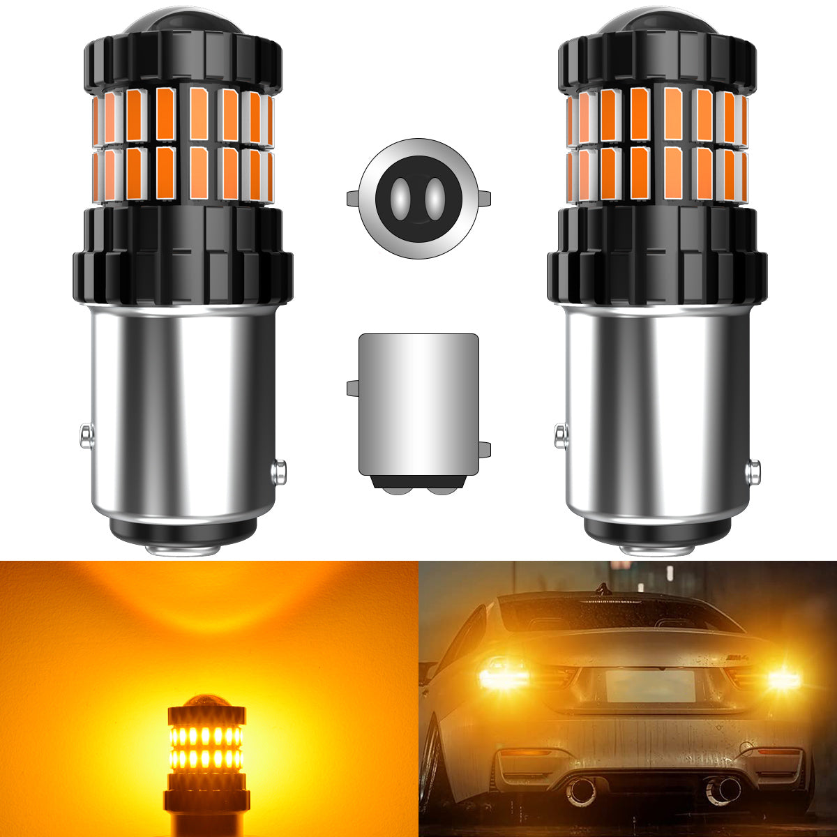 Katur 1157 BAY15D P21/5W Led Auto Brake Lamp Dual / Two Contact Bayont Stop Lights Red White Orange/Amber 12V DC 1200LM( 2pcs )