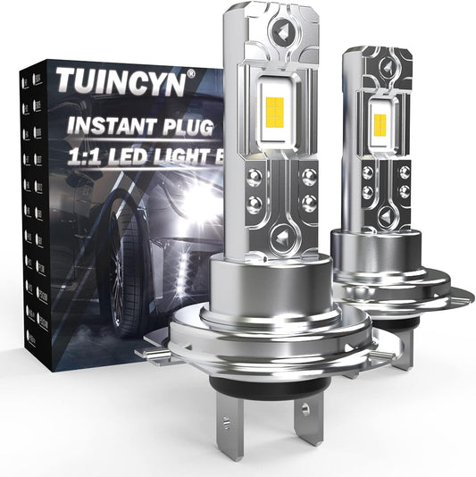 H7 LED Headlight Bulbs TUINCYN 1:1 Mini Size Super Bright CSP Chip Cool White 12000LM Low Beam Headlight Convension Kit Plug and Play LED Fog Light Bulbs, Pack of 2