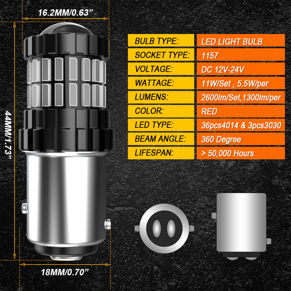 Katur 1157 BAY15D P21/5W Led Auto Brake Lamp Dual / Two Contact Bayont Stop Lights Red White Orange/Amber 12V DC 1200LM( 2pcs )