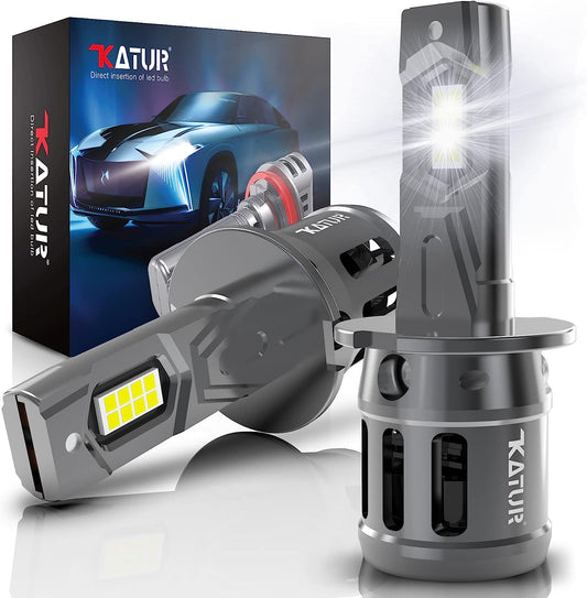 KATUR H3 LED Auto Scheinwerfer Birnen Mini Größe Umbau Kit Plug and Play H3 LED Auto Glühbirnen