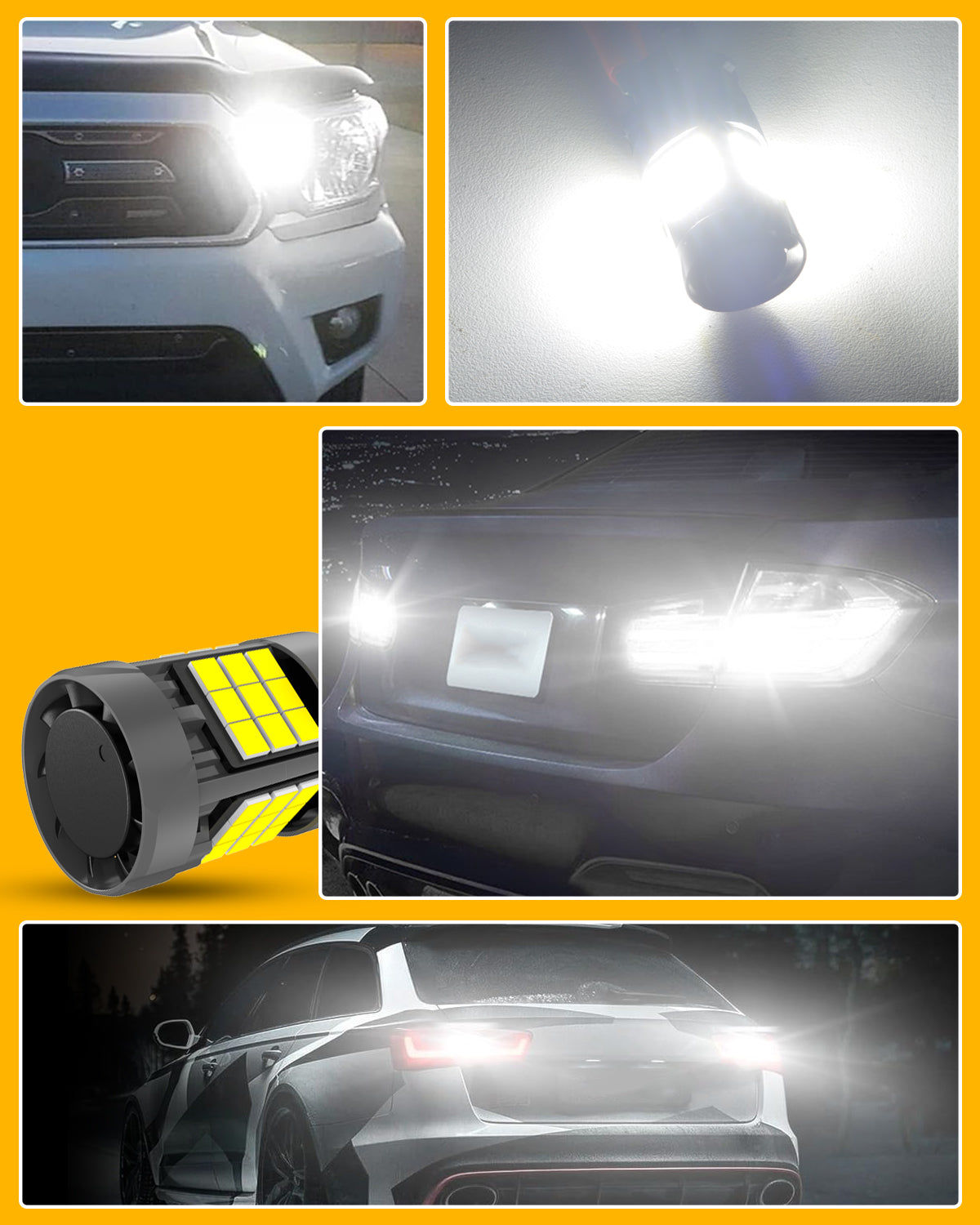 KATUR 2pcs 3157 T25 LED Canbus 500% Brightness 3000LM Amber Yellow with Cooling Fan LED Bulbs P27/7W 3157A Turn Signals