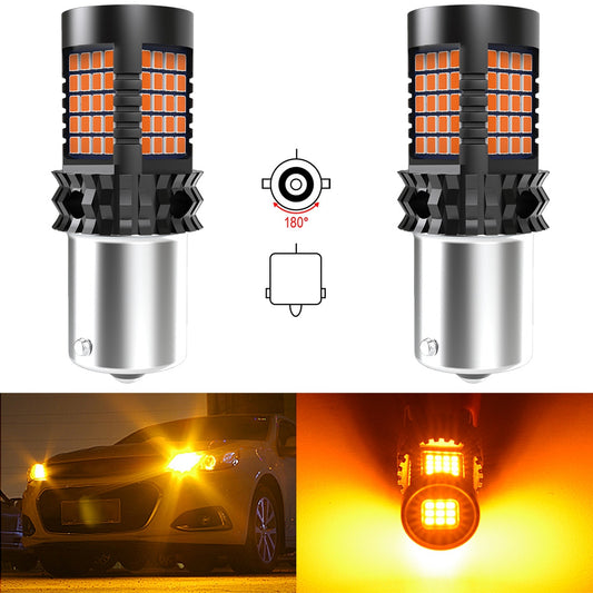 Katur T20 7440 Canbus Error Free No Hyper Flash Super Bright Amber Yellow Wy21W 7440NA LED Bulbs for Turn Signal Light only