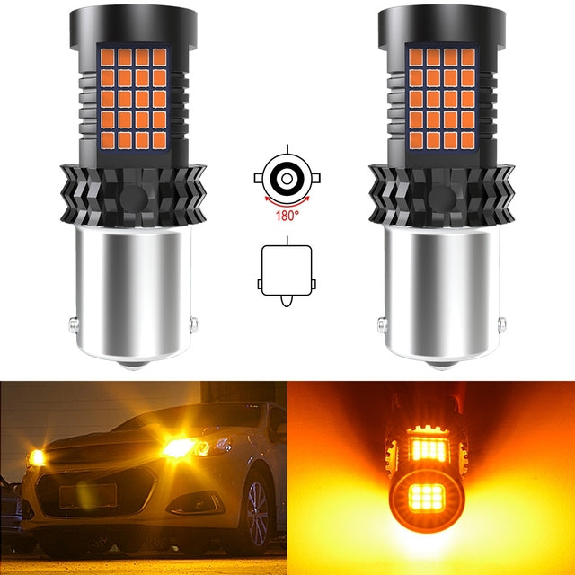 Katur T20 7440 Canbus Error Free No Hyper Flash Super Bright Amber Yellow Wy21W 7440NA LED Bulbs for Turn Signal Light only
